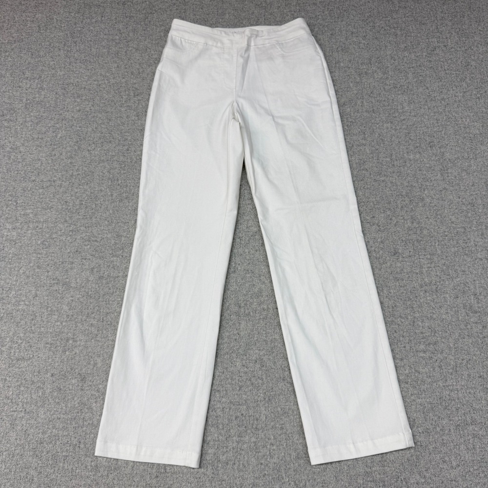 Draper's & Damon's Pull On Straight Leg Pants Size S White Stretch Elastic Waist